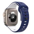 For Apple Watch SE 2022 44mm Wave Texture Reverse Buckle Silicone Watch Band(Midnight Blue White) - 2