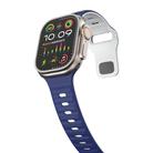 For Apple Watch SE 2022 44mm Wave Texture Reverse Buckle Silicone Watch Band(Midnight Blue White) - 3