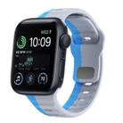 For Apple Watch SE 2022 44mm Wave Texture Reverse Buckle Silicone Watch Band(Grey Blue) - 1