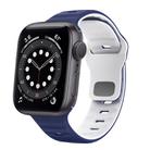 For Apple Watch Series 6 40mm Wave Texture Reverse Buckle Silicone Watch Band(Midnight Blue White) - 1