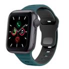 For Apple Watch Series 5 44mm Wave Texture Reverse Buckle Silicone Watch Band(Green Black) - 1