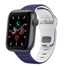 For Apple Watch Series 5 44mm Wave Texture Reverse Buckle Silicone Watch Band(Midnight Blue White) - 1