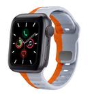 For Apple Watch Series 5 44mm Wave Texture Reverse Buckle Silicone Watch Band(Grey Orange) - 1