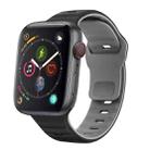 For Apple Watch Series 4 44mm Wave Texture Reverse Buckle Silicone Watch Band(Black Grey) - 1