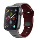 For Apple Watch Series 4 44mm Wave Texture Reverse Buckle Silicone Watch Band(Space Grey Wine Red) - 1