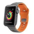 For Apple Watch Series 3 38mm Wave Texture Reverse Buckle Silicone Watch Band(Space Grey Orange) - 1