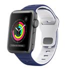 For Apple Watch Series 3 38mm Wave Texture Reverse Buckle Silicone Watch Band(Midnight Blue White) - 1