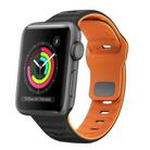 For Apple Watch Series 3 42mm Wave Texture Reverse Buckle Silicone Watch Band(Black Orange) - 1