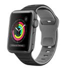 For Apple Watch Series 3 42mm Wave Texture Reverse Buckle Silicone Watch Band(Black Grey) - 1