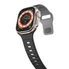 For Apple Watch Series 3 42mm Wave Texture Reverse Buckle Silicone Watch Band(Black Grey) - 3