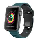 For Apple Watch Series 3 42mm Wave Texture Reverse Buckle Silicone Watch Band(Green Black) - 1