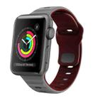 For Apple Watch Series 3 42mm Wave Texture Reverse Buckle Silicone Watch Band(Space Grey Wine Red) - 1