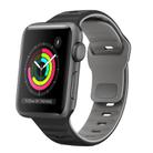 For Apple Watch Series 2 42mm Wave Texture Reverse Buckle Silicone Watch Band(Black Grey) - 1