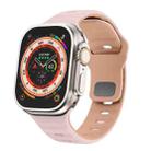 For Apple Watch Series 2 42mm Wave Texture Reverse Buckle Silicone Watch Band(Pink+Rose Ash) - 1