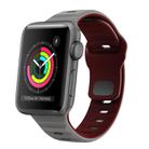 For Apple Watch Series 2 38mm Wave Texture Reverse Buckle Silicone Watch Band(Space Grey Wine Red) - 1