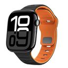 For Apple Watch Series 10 46mm Wave Texture Reverse Buckle Silicone Watch Band(Black Orange) - 1