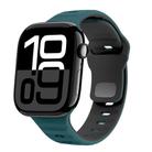 For Apple Watch Series 10 46mm Wave Texture Reverse Buckle Silicone Watch Band(Green Black) - 1