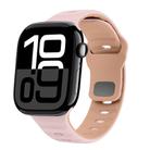 For Apple Watch Series 10 46mm Wave Texture Reverse Buckle Silicone Watch Band(Pink+Rose Ash) - 1