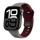 For Apple Watch Series 10 46mm Wave Texture Reverse Buckle Silicone Watch Band(Space Grey Wine Red) - 1