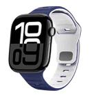 For Apple Watch Series 10 46mm Wave Texture Reverse Buckle Silicone Watch Band(Midnight Blue White) - 1