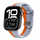 For Apple Watch Series 10 46mm Wave Texture Reverse Buckle Silicone Watch Band(Grey Orange) - 1