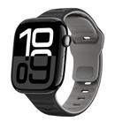 For Apple Watch Series 10 42mm Wave Texture Reverse Buckle Silicone Watch Band(Black Grey) - 1