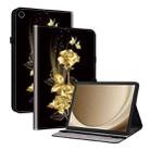 For Samsung Galaxy Tab A9+ Crystal Texture Painted Leather Tablet Case(Gold Butterfly Rose) - 1