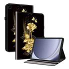 For Samsung Galaxy Tab A9 Crystal Texture Painted Leather Tablet Case(Gold Butterfly Rose) - 1