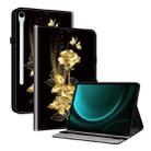 For Samsung Galaxy Tab S9 / S9 FE Crystal Texture Painted Leather Tablet Case(Gold Butterfly Rose) - 1