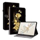 For Honor Pad 9 12.1 Crystal Texture Painted Leather Tablet Case(Gold Butterfly Rose) - 1