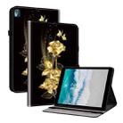 For Nokia T10 Crystal Texture Painted Leather Tablet Case(Gold Butterfly Rose) - 1