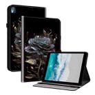 For Nokia T10 Crystal Texture Painted Leather Tablet Case(Black Rose) - 1