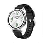 For Huawei Watch GT 4 18mm Texture Silver Buckle Silicone Watch Band(Black) - 1