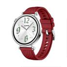 For Huawei Watch GT 4 18mm Texture Silver Buckle Silicone Watch Band(Red) - 1