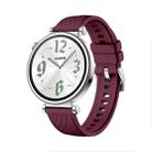 For Huawei Watch GT 4 18mm Texture Silver Buckle Silicone Watch Band(Wine Red) - 1