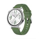 For Huawei Watch GT 4 18mm Texture Silver Buckle Silicone Watch Band(Spruce Green) - 1