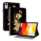 For Xiaomi Redmi Pad SE Crystal Texture Painted Leather Tablet Case(Gold Butterfly Rose) - 1