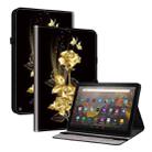 For Amazon Fire HD10 / HD10 Plus 2021 Crystal Texture Painted Leather Smart Tablet Case(Gold Butterfly Rose) - 1