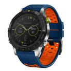 For Garmin Fenix 7X 26mm Three Rows Hole Two Color Silicone Watch Band(Royal Blue Orange) - 1