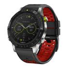 For Garmin Fenix 7X 26mm Three Rows Hole Two Color Silicone Watch Band(Black Red) - 1