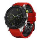 For Garmin Fenix 7X 26mm Three Rows Hole Two Color Silicone Watch Band(Red Black) - 1