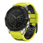 For Garmin Fenix 7X 26mm Three Rows Hole Two Color Silicone Watch Band(Lime Green Black) - 1