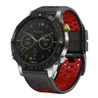 For Garmin Fenix 7 22mm Three Rows Hole Two Color Silicone Watch Band(Black Red) - 1