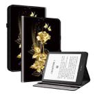 For Amazon Kindle Paperwhite5 Crystal Texture Painted Leather Tablet Case(Gold Butterfly Rose) - 1