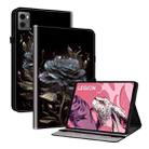 For Lenovo Legion Y700 2023 Crystal Texture Painted Leather Tablet Case(Black Rose) - 1