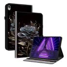 For Lenovo Tab K10 Crystal Texture Painted Leather Tablet Case(Black Rose) - 1