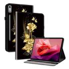 For Lenovo Tab P12 12.7 Crystal Texture Painted Leather Tablet Case(Gold Butterfly Rose) - 1