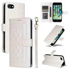 For iPhone SE 2022 / SE 2020 Diamond Lattice Leather Flip Phone Case(White) - 1