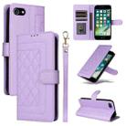 For iPhone SE 2022 / SE 2020 Diamond Lattice Leather Flip Phone Case(Light Purple) - 1