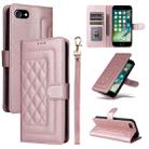 For iPhone SE 2022 / SE 2020 Diamond Lattice Leather Flip Phone Case(Rose Gold) - 1